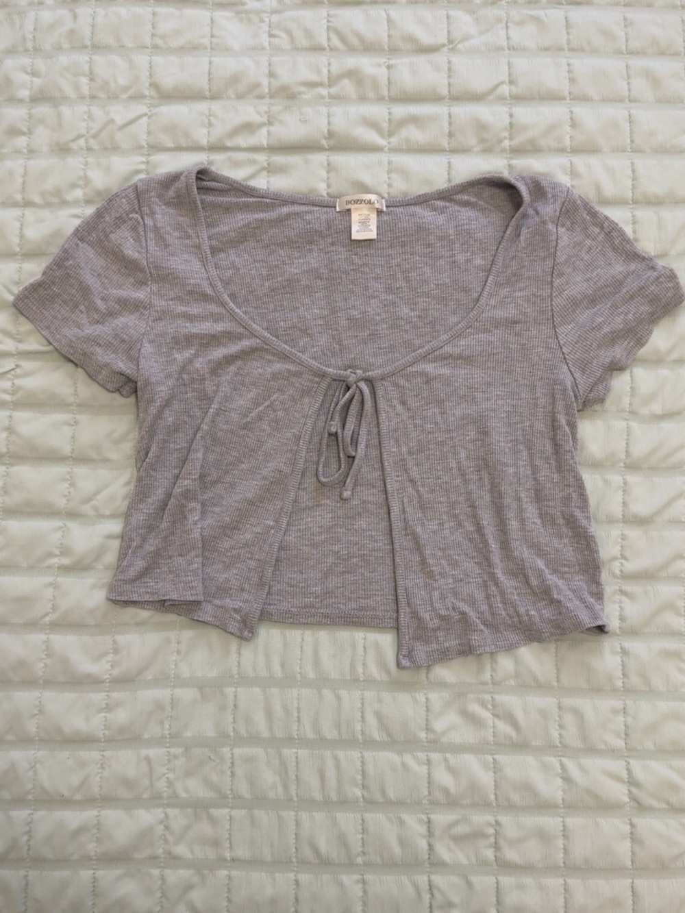 Bozzolo Lavender Tie-Front Ribbed Crop Top